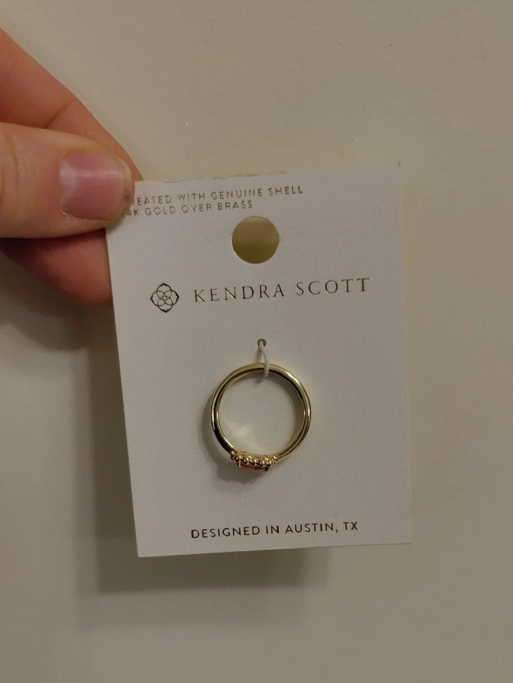 New!Kendra Scott Anna Framed 14K Gold Band Ring Heart Center Sz 8 Gilded Look - Picture 2 of 3